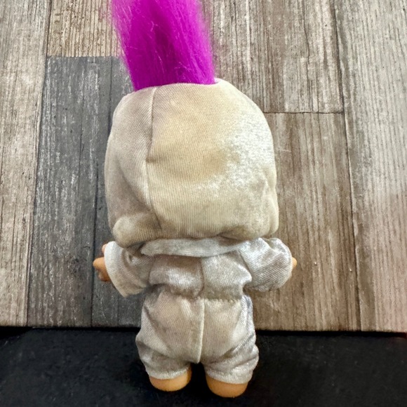 Vintage Troll Doll Astronaut Spaceman Silver Outfit Pink Hair Toy Collectible - Picture 2 of 3